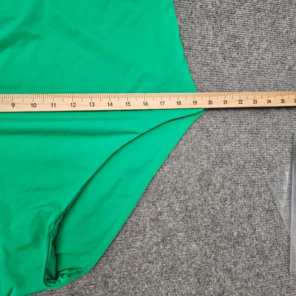 BECCA ETC One Piece Swimsuit Womens 2X Green Ruched Knot Detail Swimwear NEW